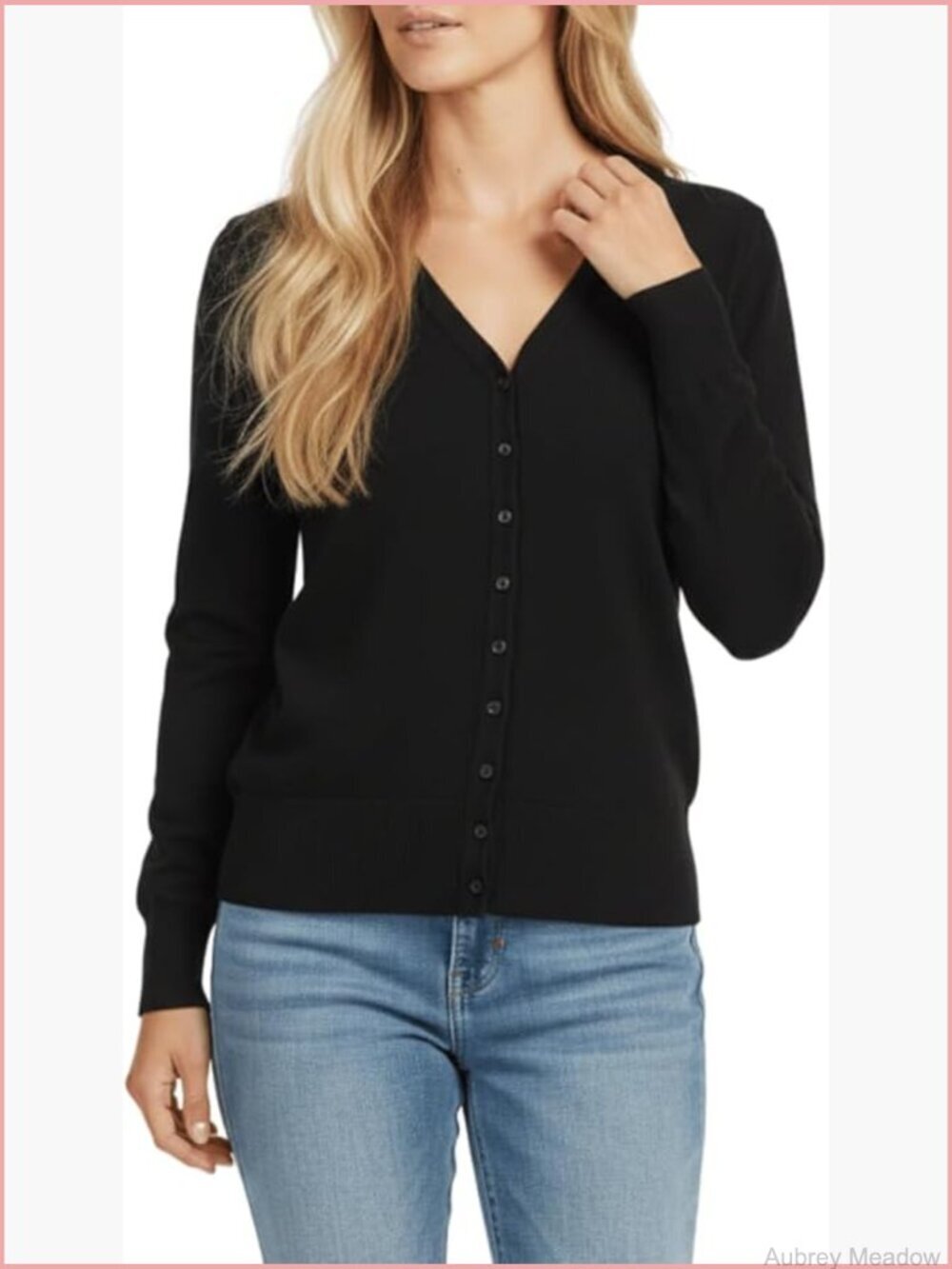 Long Sleeve V-Neck Button Down Knit Cardigan - Loose Fit Classic